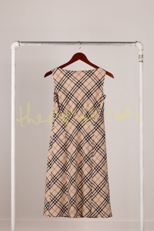 90's Burberry Blue Label 'Nova Plaid Check' Maxi Dress