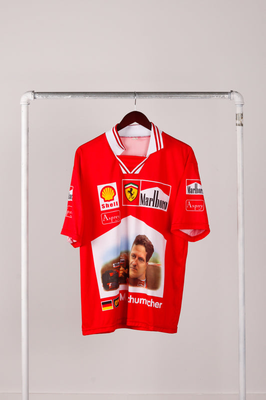 Vintage 90's Michael Schumacher 'Team Ferrari F1' Soccer Jersey