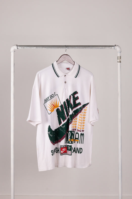 Vintage 90's Nike 'Bootleg Multi Logo Mega Print' Polo Shirt