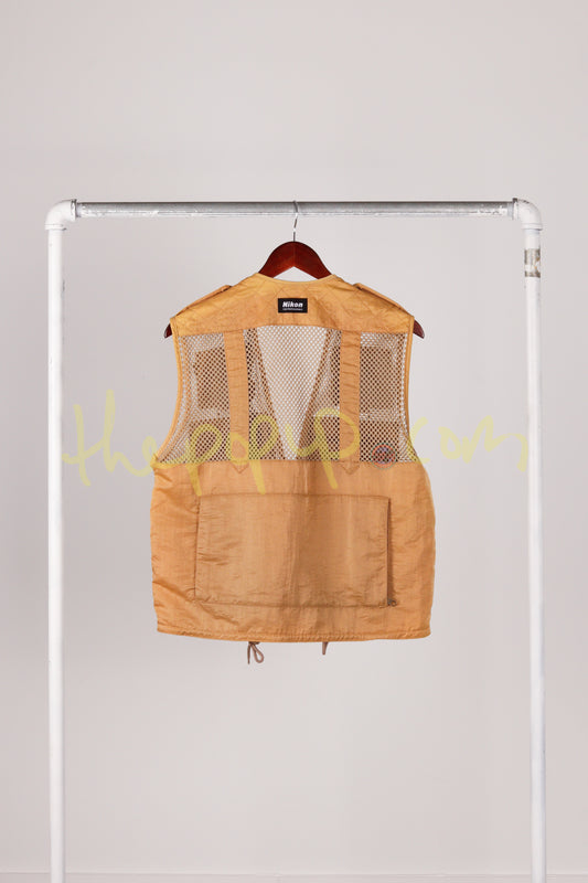 Vintage 90's Nikon 'Fisherman Camera' Vest Brown