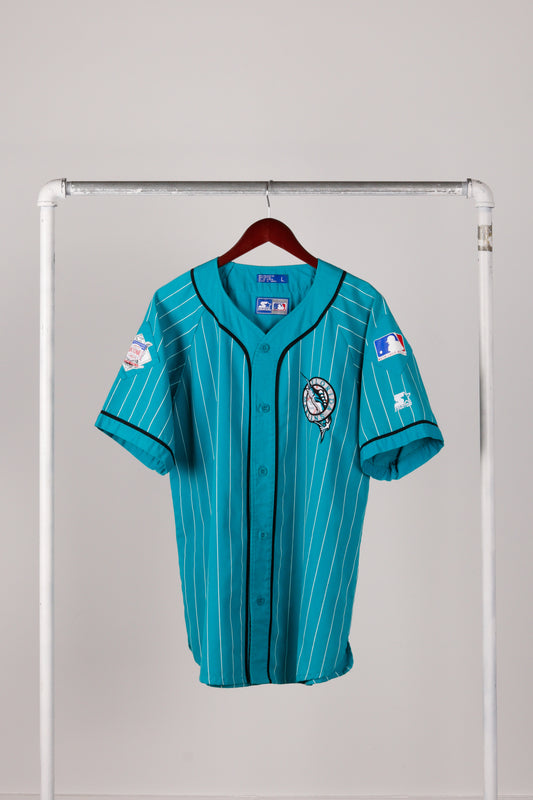 Vintage 90's Starter Miami Marlins 'Pinstripe' Baseball Jersey Blue