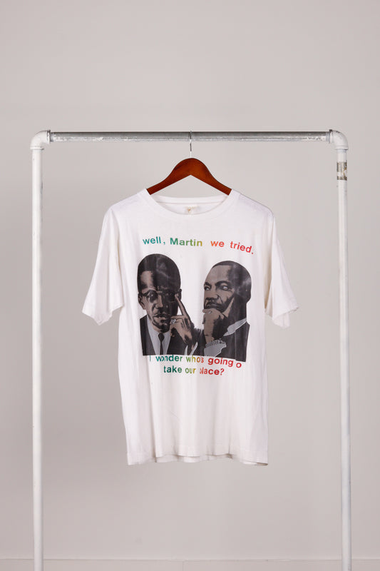 Vintage 80's Martin Luther King Malcolm X 'Wonder Who's Going To Take Our Place' Tee