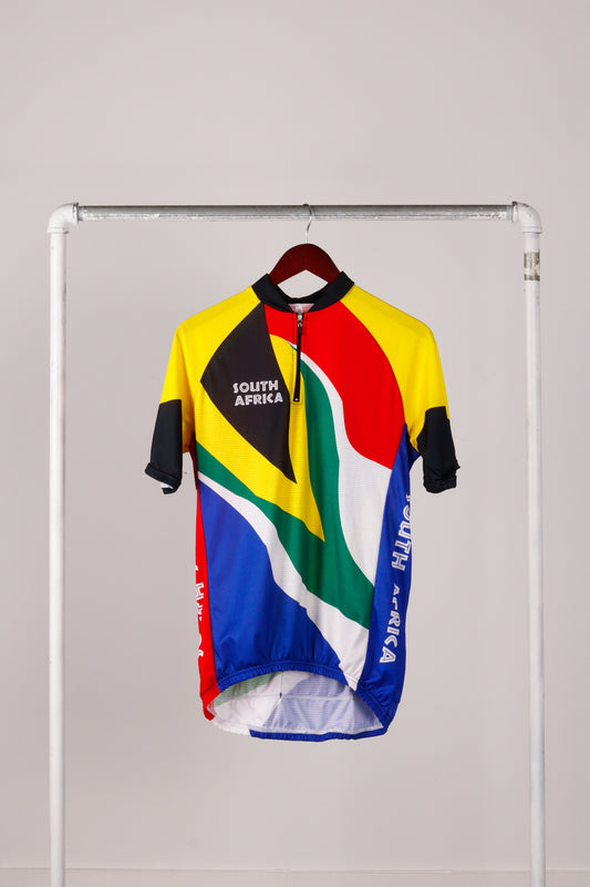 Vintage 2000's South Africa 'Flag Print' 1/4 Zip Cycling Jersey