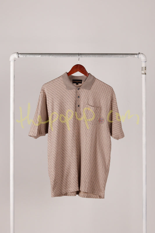 90's Gianni Valentino 'Chained Pattern' Polo Shirt Beige