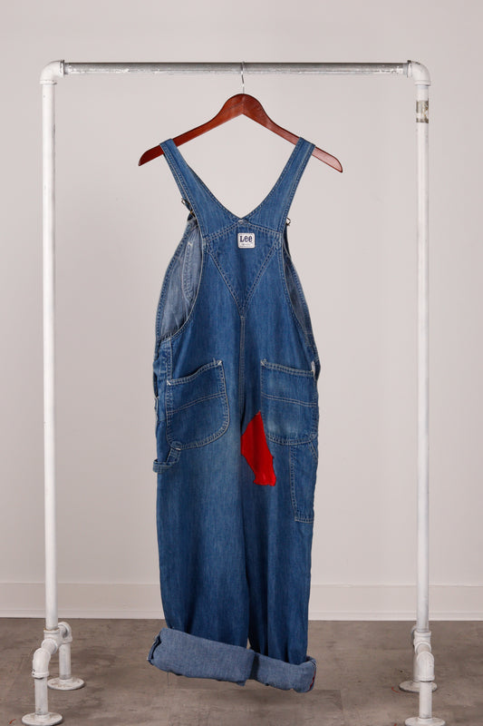 Vintage 1970's Lee Jeans' Custom Leather Paneled Grateful Dead' Denim Overalls