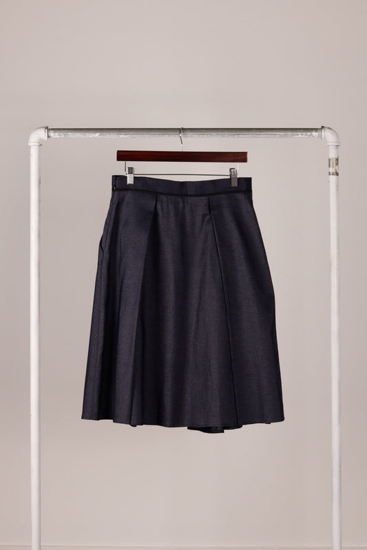 90's Salvatore Ferragamo 'Silk A Line' Skirt Blue