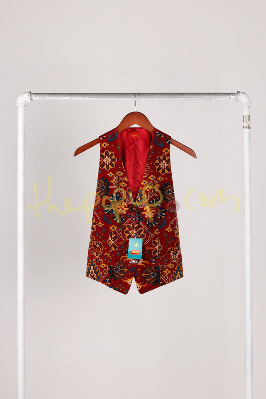 90's Kenzo 'Velour Bahktiar Pattern' Waistcoat Vest