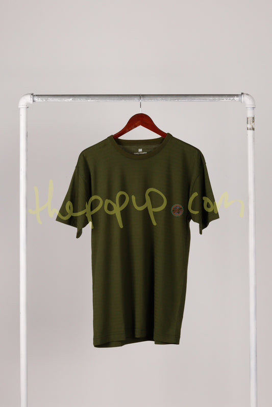 2010's Issey Miyake 'Embossed Striped' Tee Green