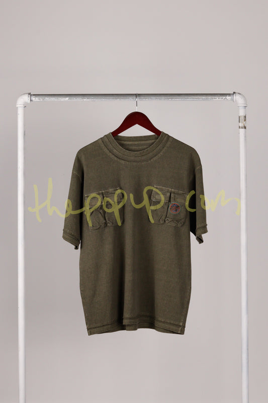 Ballsy Brothers SS23 'Pigment Dyed Military Pockets' Tee Olive