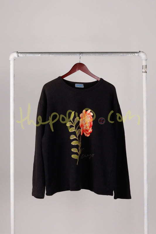 80's Kenzo 'Flower' Crewneck Black