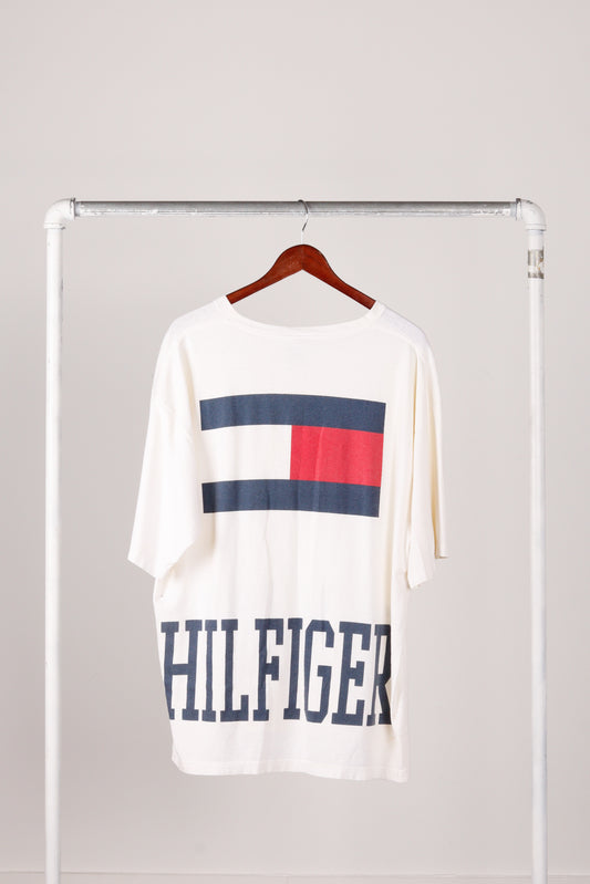 Vintage 90's Tommy Hilfiger 'Multi Logo Double Sided' T-Shirt