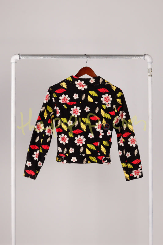 2000's Moschino Jeans 'Floral Print Bow' Denim Jacket