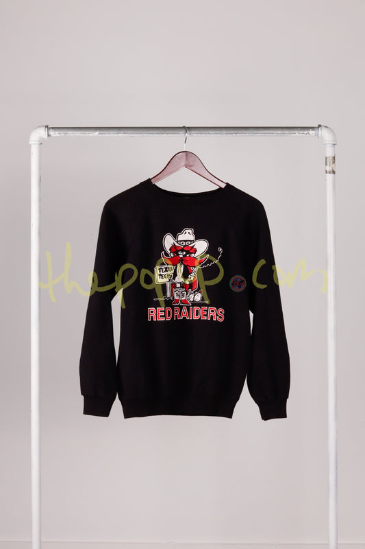 Vintage 90's Texas Tech 'Red Raiders Mascot' Crewneck Black