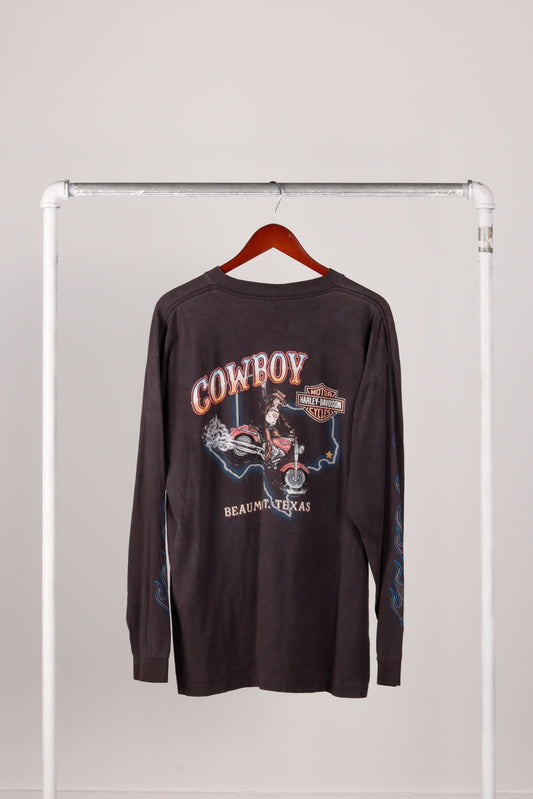 Vintage 2001 Harley Davidson 'Cowboy Beaumont' L/S Pocket T-Shirt