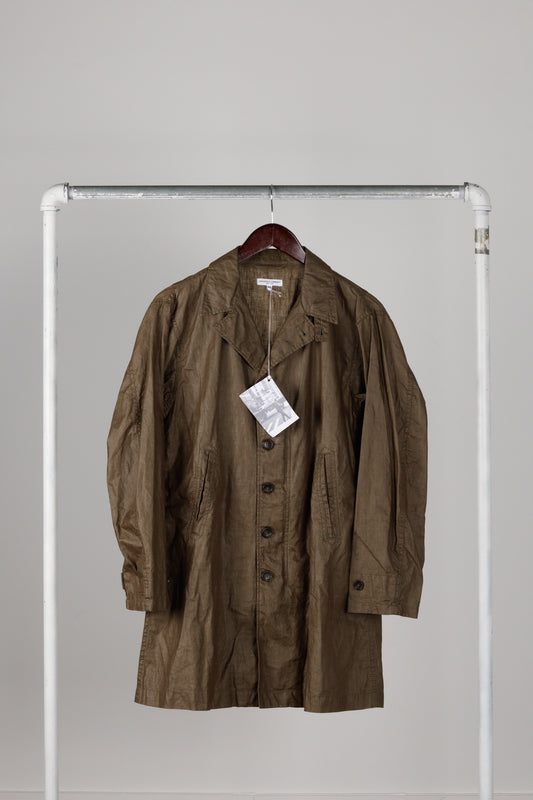 Engineered Garments SS19 'Waxed Linen' Shop Coat Olive (2019)