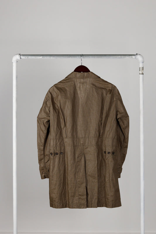 Engineered Garments SS19 'Waxed Linen' Shop Coat Olive (2019)