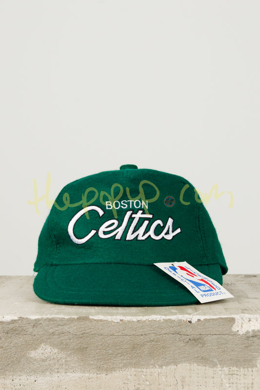 Vintage 90's NBA Japan Boston Celtics 'Wool Script' Snapback Hat Green