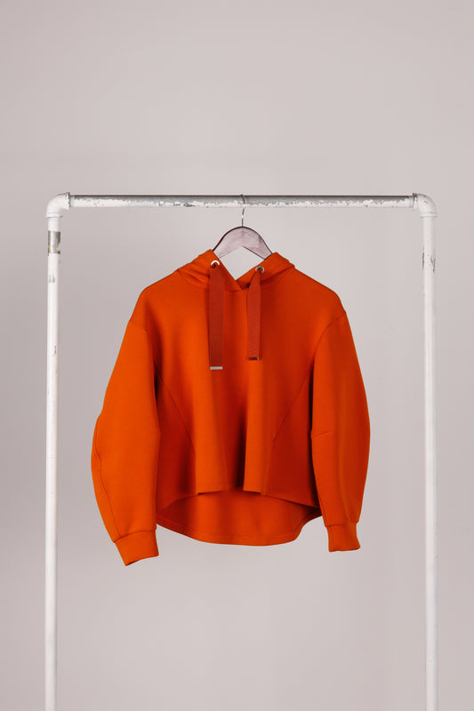 Lanvin en Bleu SS20 'Logo Lined' Cropped Hooded Sweatshirt Orange (2020)