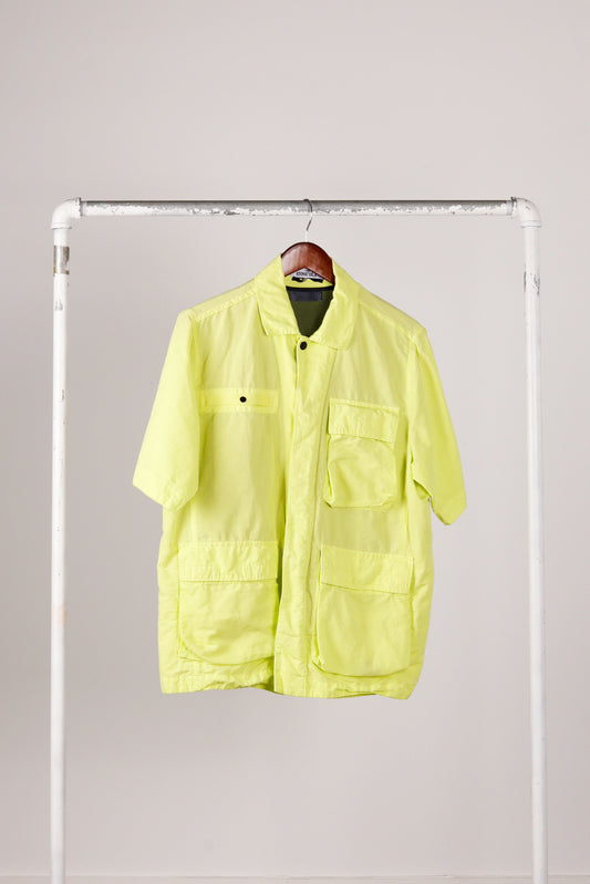 Stone Island SS22 'Tela Cotone Lino Fiammato-TC' S/S Jacket Neon Yellow (2022)