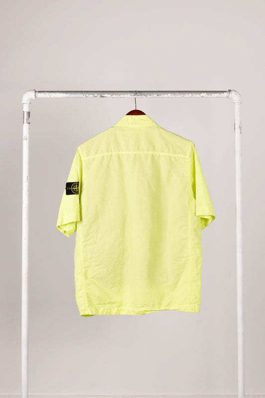 Stone Island SS22 'Tela Cotone Lino Fiammato-TC' S/S Jacket Neon Yellow (2022)