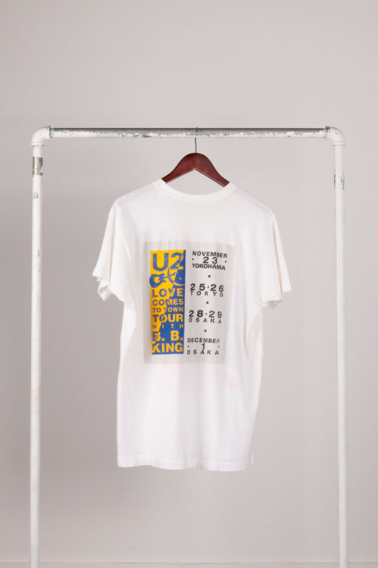 Vintage 1989 U2 'Love Comes To Town Tour Japan Dates' T-Shirt White
